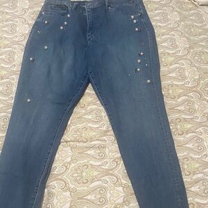 Gloria Vanderbilt Dark Blue Skinny Jeans with Stud Accents